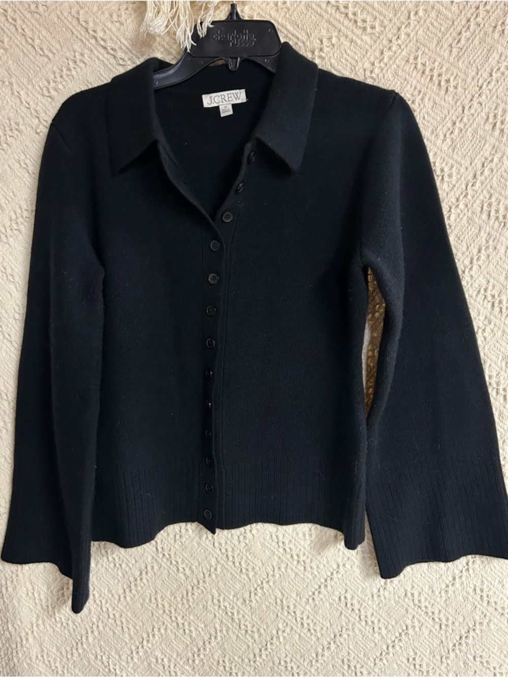 J. Crew Black Button-Front Polo Cardigan
